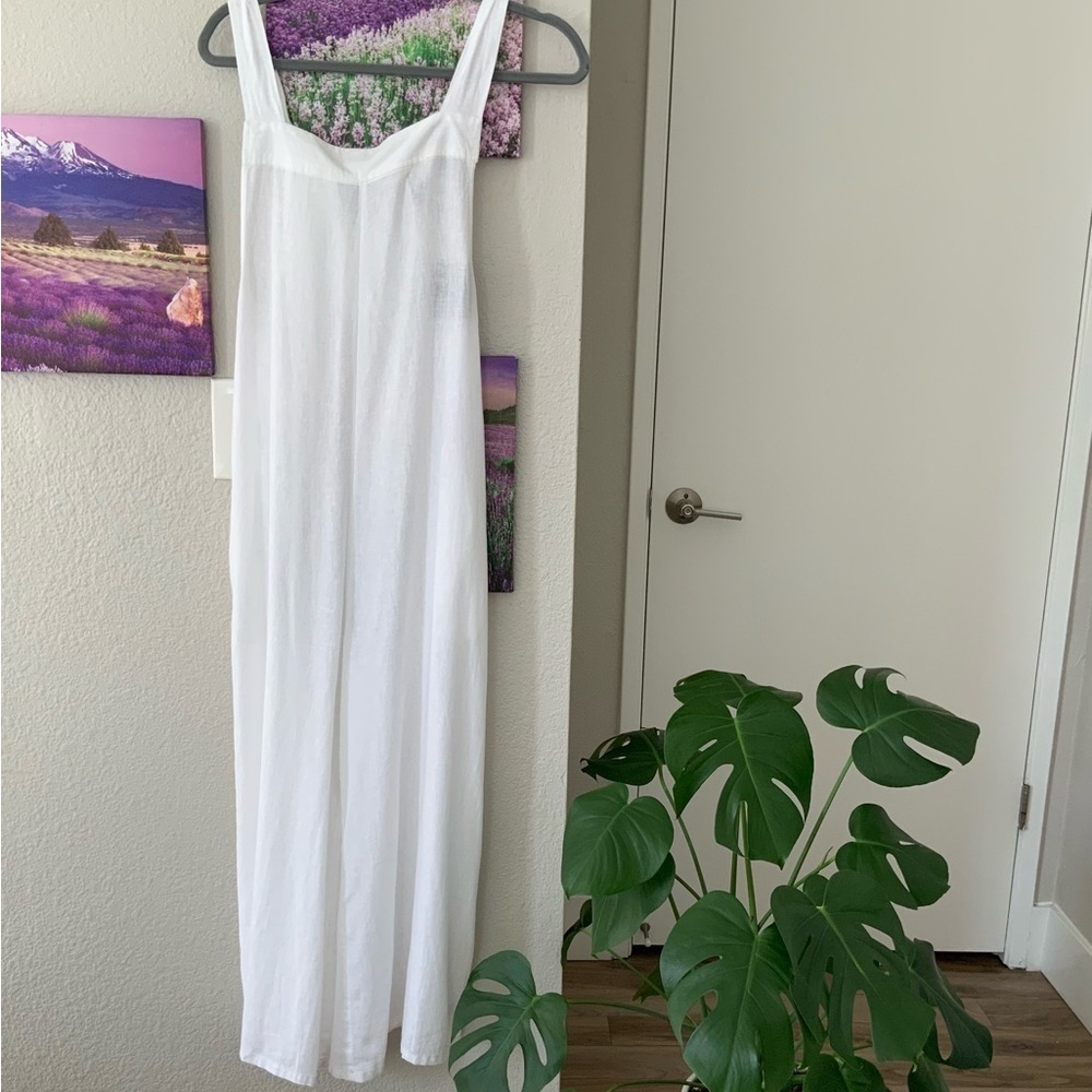 HAUTE HIPPIE STYLE Brilliant White Linen Blend Swimsuit Cover-up Jumpsuit - Picture 6 of 13